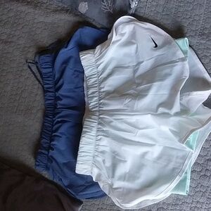 Nike Women's White and Blue Shorts